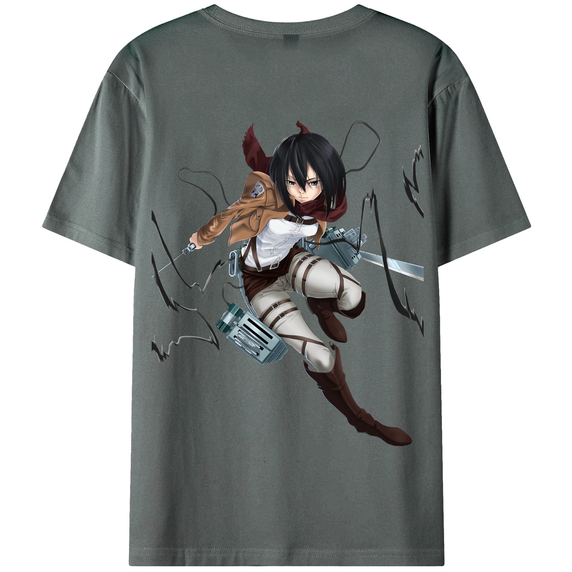 （画像用） 進撃の巨人 ミカサ·アッカーマン Attack on Titan Mikasa Ackerman 綿100％半袖Tシャツ（背面プリント）